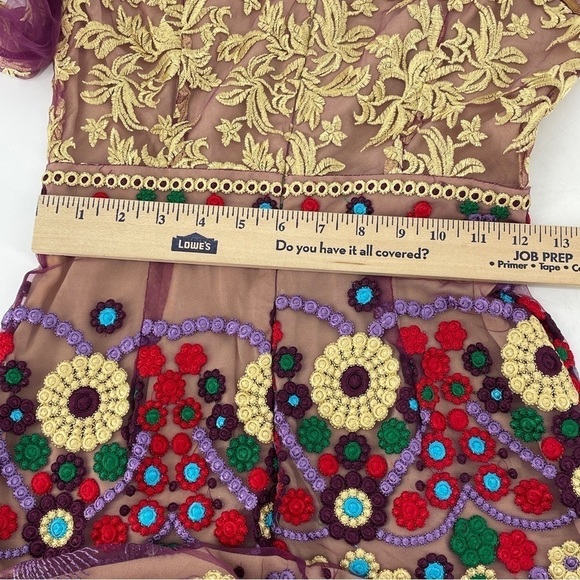 Metisu Pink Mesh Embroidered Waved Hem Mini Dress - Picture 9 of 12